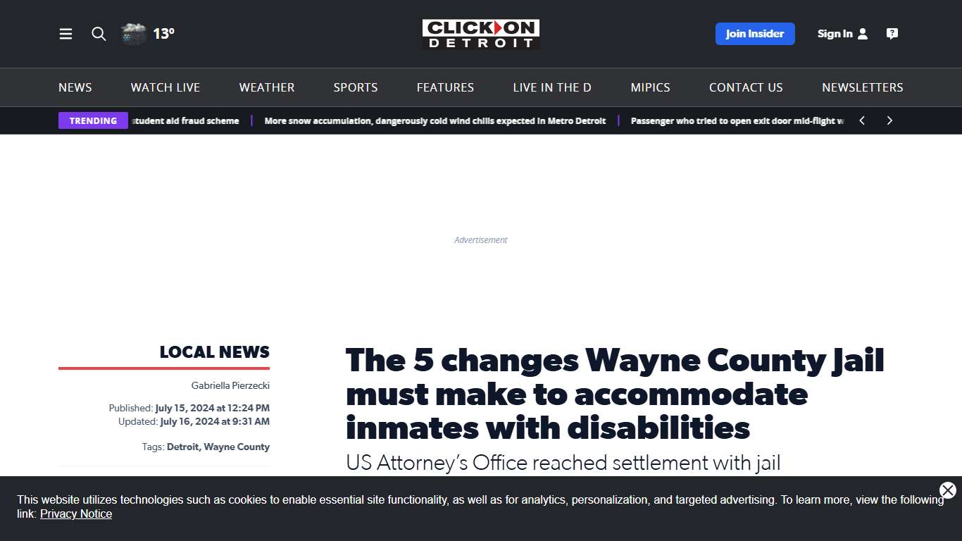 The 5 changes Wayne County Jail must make to accommodate inmates with disabilities