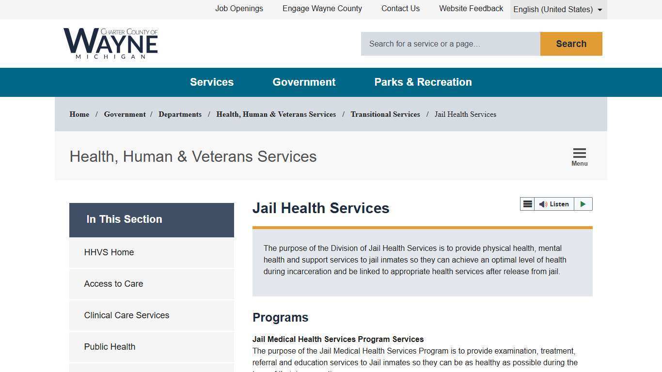Jail Health Services - Wayne County, Michigan