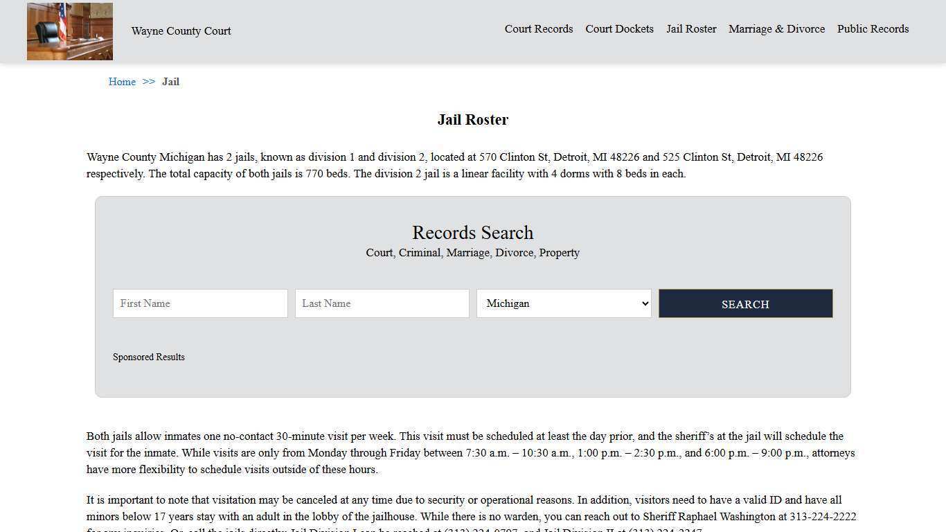 Jail Roster | Wayne County Court